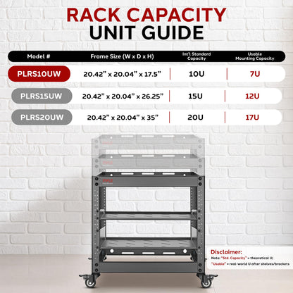 Pyle 10U Network Cabinet, Enclosed Network Rack with Lockable Door | Vented 1U and 2U Rack Shelves with 440 lb Capacity | Steel Construction, 19 in Standard Design | Hardware Included | Black