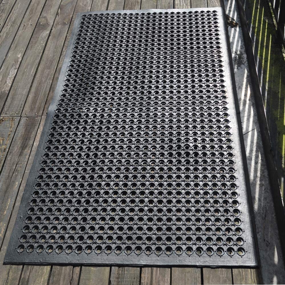 Uniboho Outdoor Rubber Floor Mats Anti Slip Restaurant Commercial Kitchen Rubber Drainage Mat 60 x 35 Heavy Duty Mat for Garage Garden Indoor Outside Industral Pool Entrance Bar Wet Area