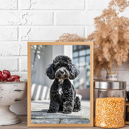 Black Poodle Diamond Painting DIY Kits 5D Diamond Art Full Round Drill Bead Rhinestones by Number Embroidery Stitch Handmade Arts and Crafts for Office Living Room Bedroom Home Wall Decor 12x16 inch