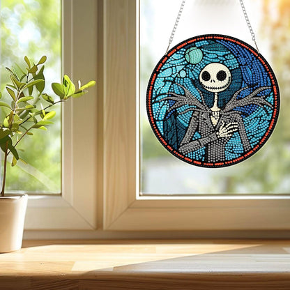 DIY Diamond Art Hanging Kit for Adult,Halloween Jack Acrylic Diamond Art Painting Window Pendants Home Garden Wall Hanging Kits Hanging Ornament Festival Gift