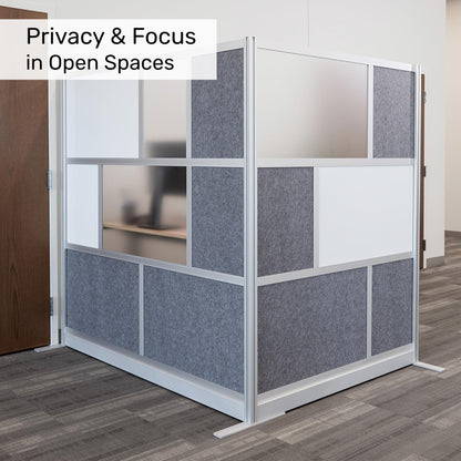 Workflow Modular Wall | Room Divider with Whiteboard, Sound Dampening, & Frosted Acrylic Panels | Expandable Office Partition for Privacy & Stability (70" x 48")