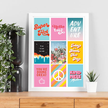 Artivo Bright Indie Collage Kit, 50 Set 4x6 inch Aesthetic Pictures for Teen Girls Bedroom Decor