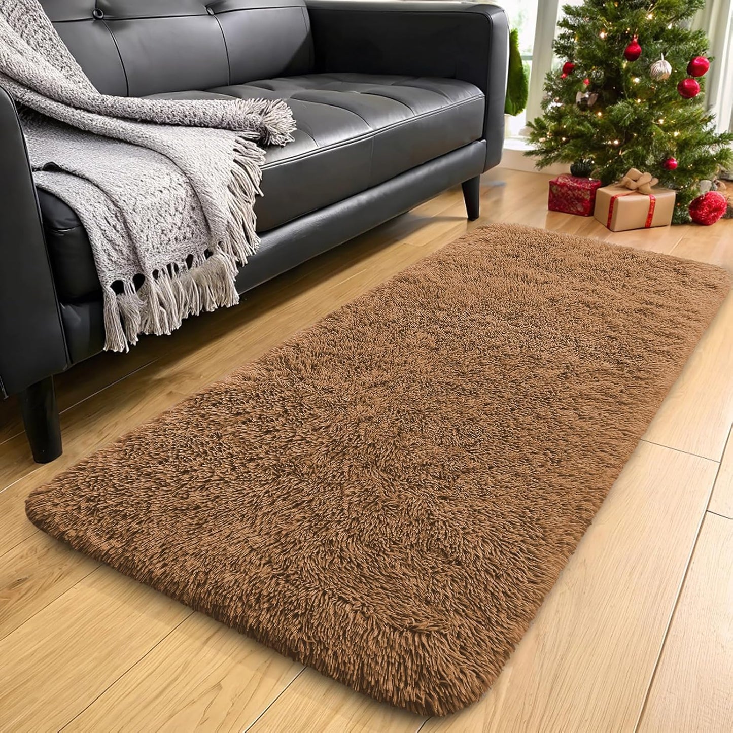 OLANLY Runner Rugs - Soft, Machine Washable Shaggy Carpet for Hallway & Bedroom | Khaki 2x5 ft