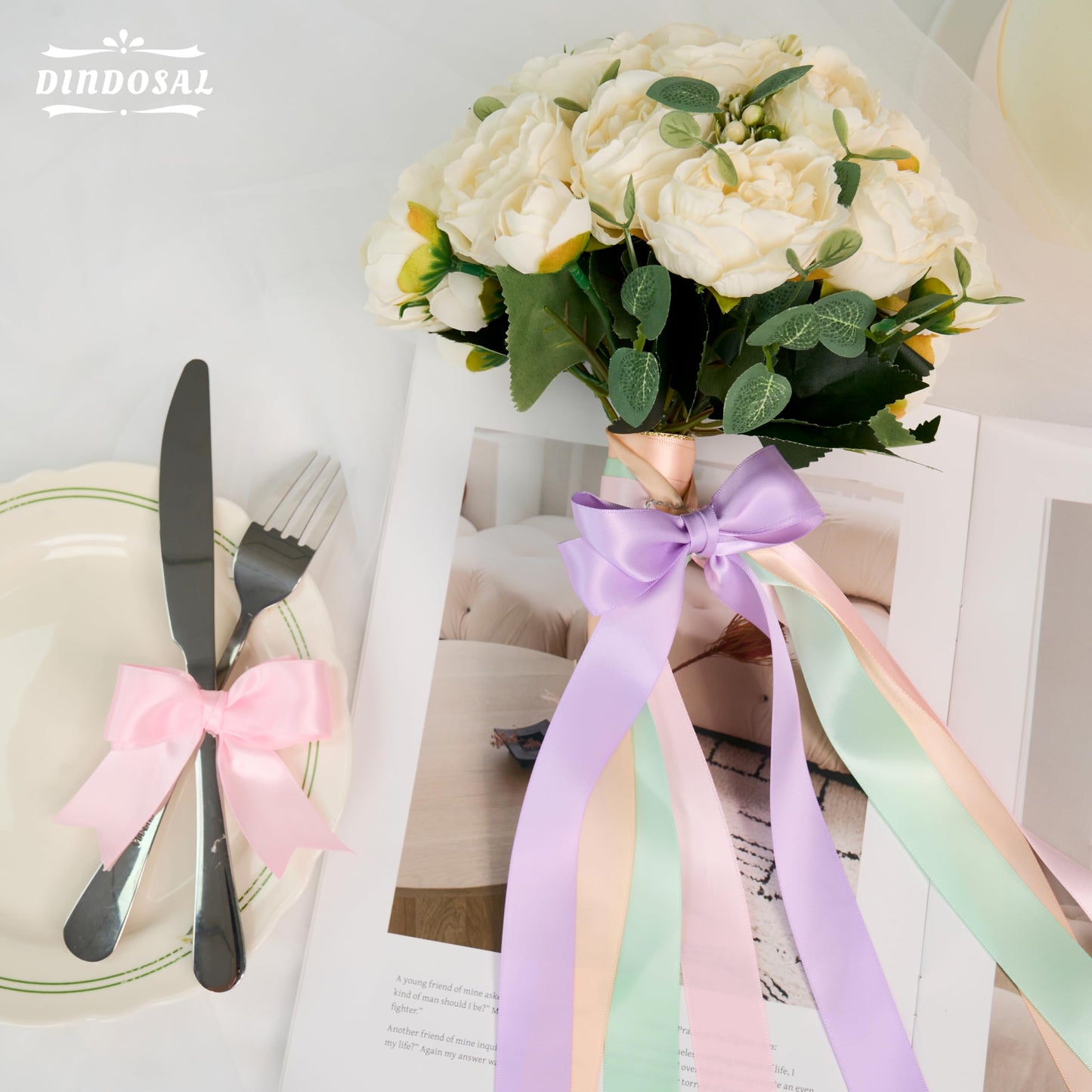 DINDOSAL Pastel Ribbon Set 1 Inch x 60 Yards, 6 Rolls Pastel Rainbow Satin Ribbon for Easter Decor, Spring Decorations, Bridal Shower, Gift Wrapping, Bouquets, Party Supplies and Crafts