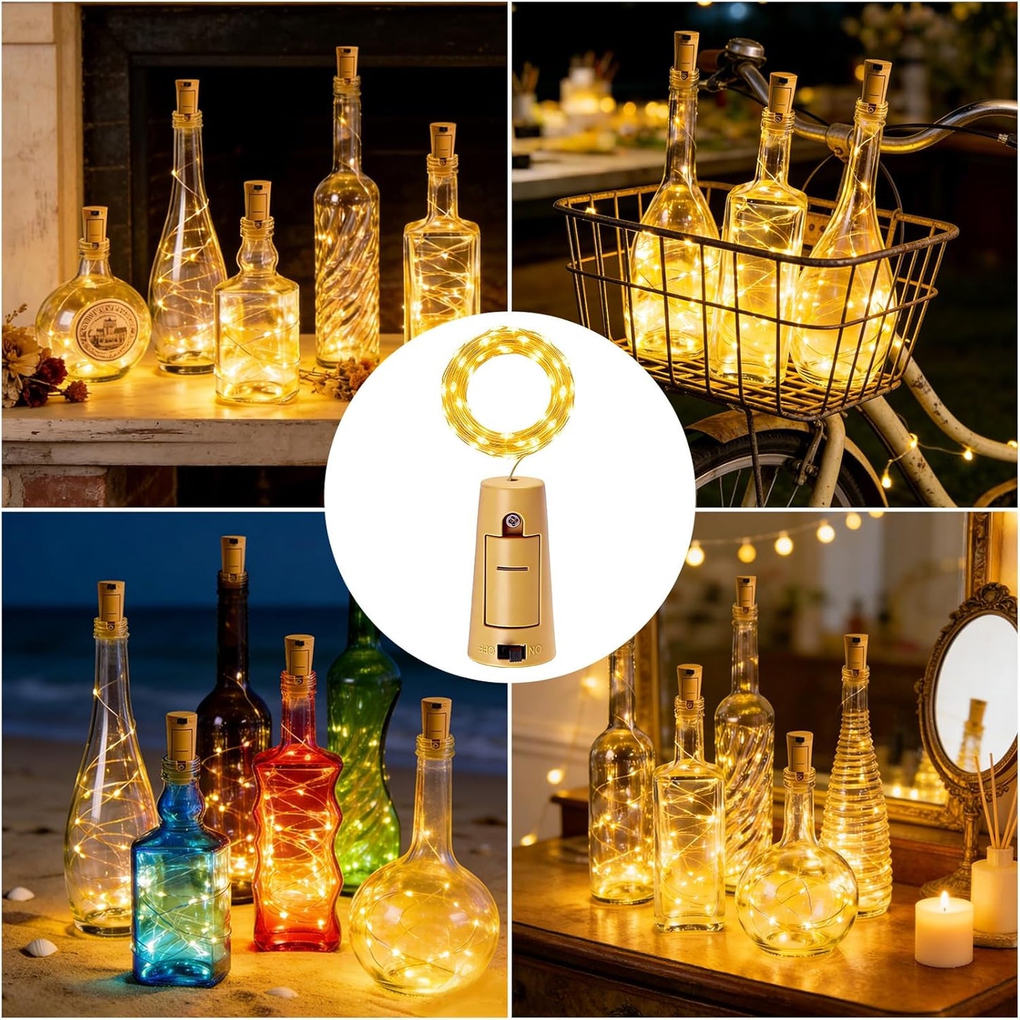 15 Pack 20 6.5 VOOKRY Wine Bottle Lights with Cork, LED ft Cork Lights Battery Operated Mini Copper Wire Bottle Lights