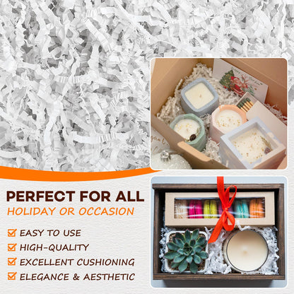 RowinsyDD 2LB White Crinkle Paper Filler, Cut Shredded Paper for Gift Baskets Packaging Wrapping Cushion Stuffing Box Confetti Filler for Easter Christmas Wedding Birthday Bridesmaid