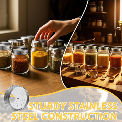 Tiangrid 24 Pack Seasonings(2.76 Inch) Adjustable Spice Shaker Lids for Regular Mouth Mason Jars Stainless Steel Mason