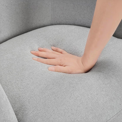 Lexicon 360 Degree Swivel Accent Chair, Boucle Fabric Arm Chair with Metal Swivel Base and Sloped Arms for Living Room/Bedroom/Office, Light Gray