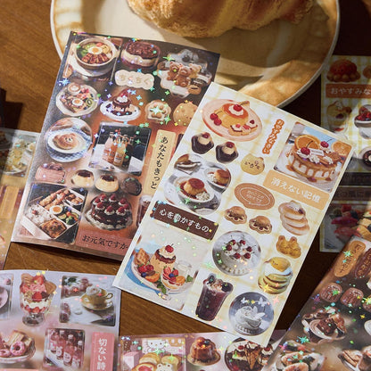 Doukado 660+ Pcs Vintage Scrapbook Stickers Book Set (2 Pks), Holographic Star Glitter Aesthetic Stickers, Retro Japanese Food Theme, Pre-Cut Journaling Supplies for Planner, DIY Crafts