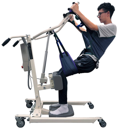 Tuffcare Stand Up Electric Patient Lift - Sit to Stand, Standing Lift, Rhino Lift with Manual Low Base - with Standing Sling (Medium) and Buttock Strap, 380 lb. Weight Capacity