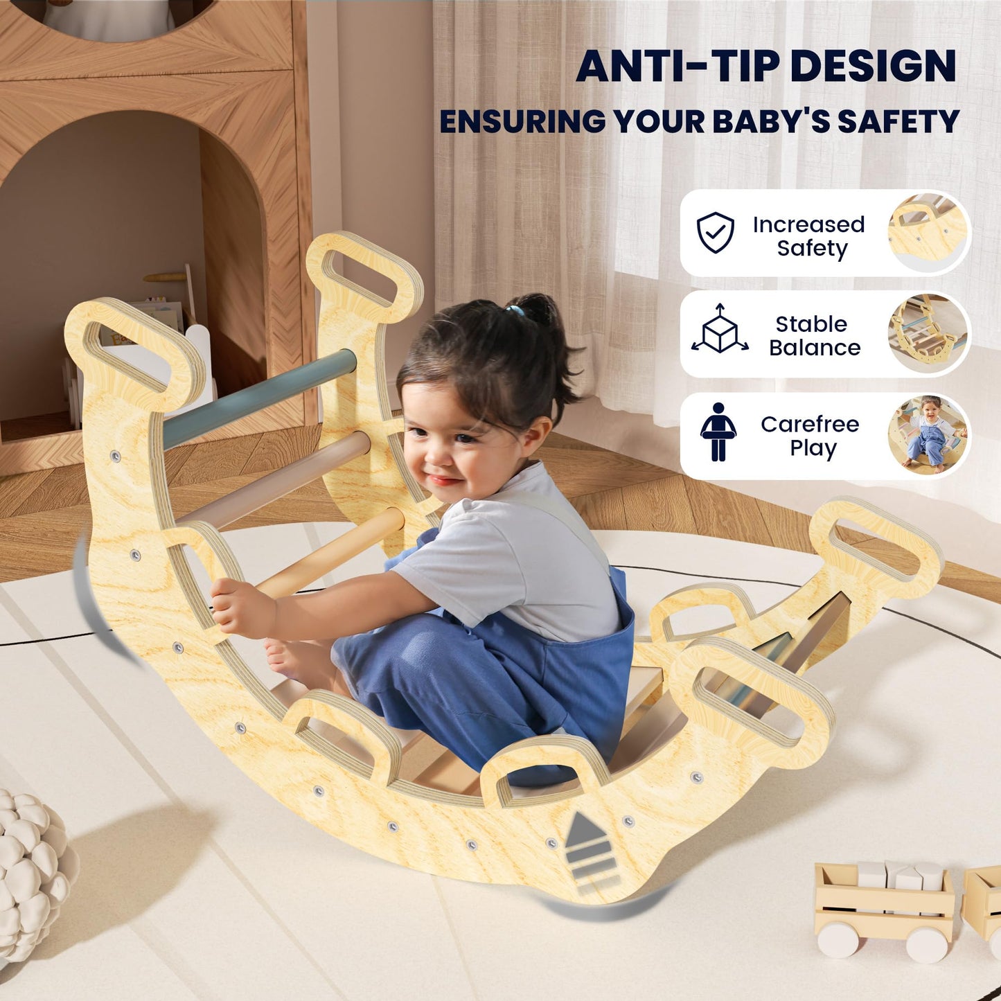 BlueWood 8 in 1 Pikler Climbing Set Indoor Arch Toys for Toddlers 1-3 Years