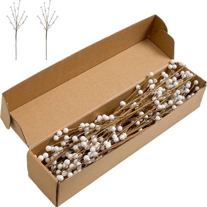 24 17inch Winter Decorations Pcs Artificial Berry Stems White Berry Picks for Christmas Holiday Flower Arrangements