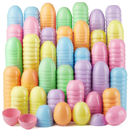 300PCS 2.3" JOYIN Pastel Easter Eggs, Empty Plastic Eggs, Colorful Plastic Eggshell Bulks for Easter Hunt, Filling
