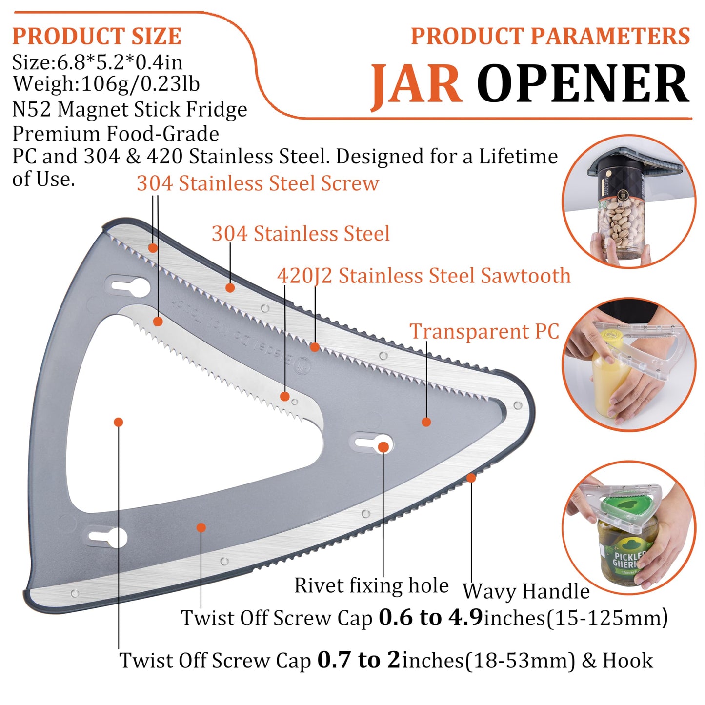Uinxan Jar Opener for Weak Hand & Seniors with Arthritis,Handheld & Under Kitchen Cabinet-Twist Off Bottle Caps,One-Handed Magnetic Lid Open,Unique Gadget–Gift for Elderly,Women&Men (Black)