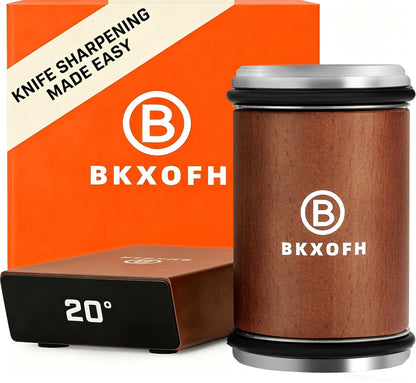 Rolling Knife Sharpener Kit, Knife Sharpening Kit, Kitchen Knives Sharpener Roller with Diamond and Ceramic for Steel of Chef Blade, Knives Sharpening Tool with 15 & 20 Degree Magnetic Angle, Walnut