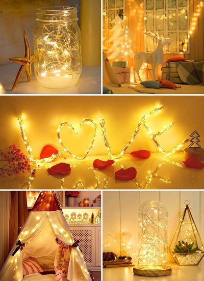 24 Pack 7Ft 20 Brightown Fairy Lights Battery Operated - Led Mini String Lights Silver Wire Waterproof Firefly Starry
