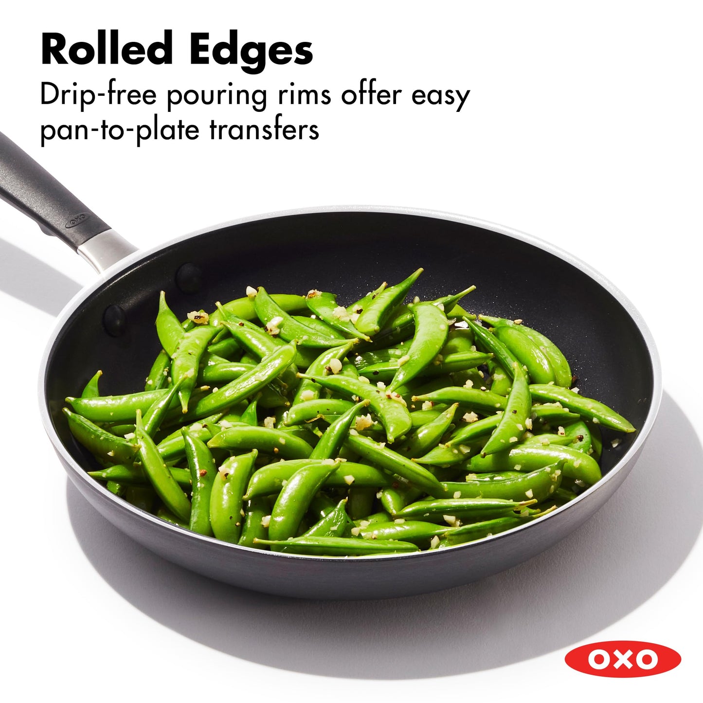 OXO 3-Piece Nonstick Frying Pan Set (8", 10", 12"), PFAS-Free Ceramic Skillets, Dishwasher & Oven Safe, Stay-Cool Silicone Handle