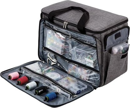 HOMEST Sewing Machine Carrying Case - Universal Tote Bag with Multiple Storage Pockets | Grey