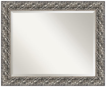 Amanti Art Silver Bathroom Mirror for Over Sink, 28x34 Silver Luxor Rectangle Vanity Mirror, Large Traditional Wood Frame, Hangs Horizonally and Vertically, Bathroom Wall Decor, Beveled Edge