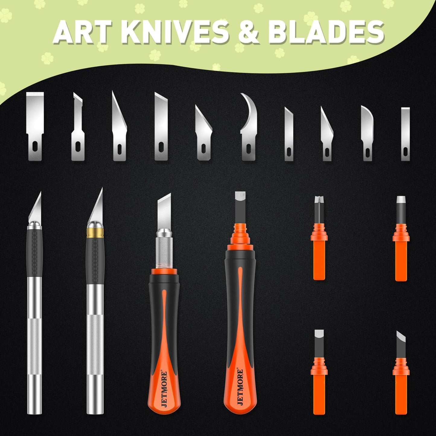 JETMORE Exacto Knife, 22-Piece Exacto Knife Set, Hobby Knife with Exacto Blades, Craft Knife for Modeling, Carving, Precision knife for Stencil, Crafting, Scrapbooking, Art Knife
