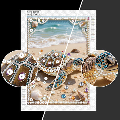 WSLWXSHM Pearl Diamond Painting Kits for Adults Sea Turtle, 5D Special Shape Diamond Art Kits for Beginners, Crystal Rhinestones Diamond Painting for Home Wall Decoration Gift 12×16inch Animal