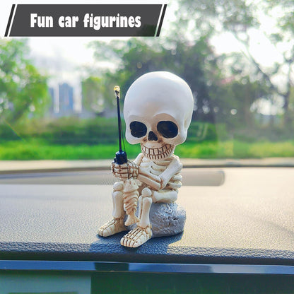 Starupway Funny Fishing Ornament Dashboard Decorations, Cute Car Accessories Interior Dashboard Decor, Swinging Fish Car Dash Decoration (Skeleton)