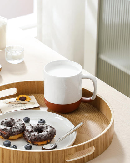MALACASA Ceramic Coffee Mugs Set of 4, 16oz Coffee Cups, Modern Farmhouse Mugs for Coffee, Latte, Tea, Hot Chocolate, Cappuccino, Milk, Microwave & Dishwasher Safe, Khaki White, Series TARA