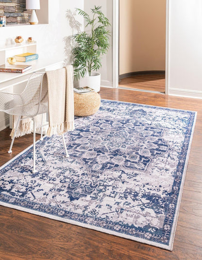 Unique Loom Renaissance Collection Area Rug - Roma (10' 6" x 14' 1" Rectangle, Gray Blue/ Ivory)