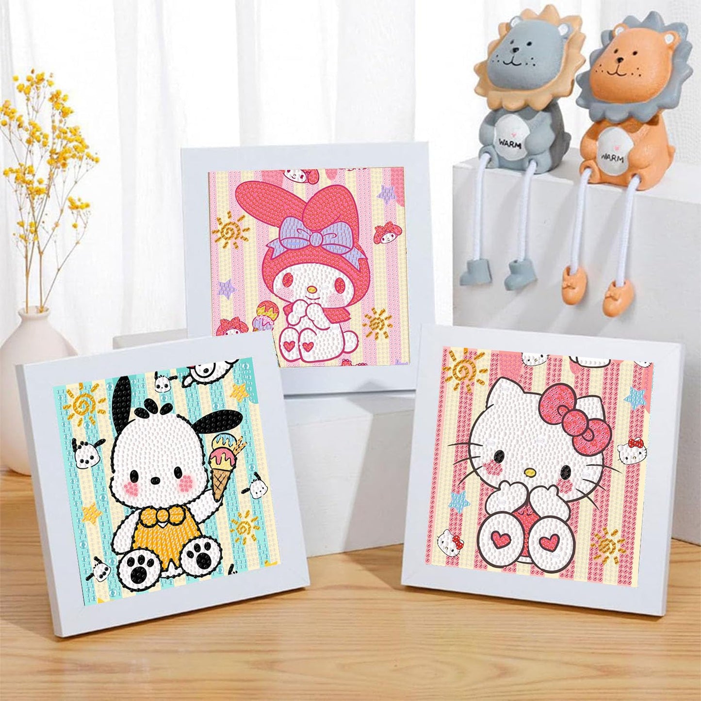 Sretoul 4 Pack Cartoon Diamond Art Kits for Kids-4 Pack Diamond Art Painting for Kids, 7 Year Old Girl Birthday Gifts 6X6 Inch