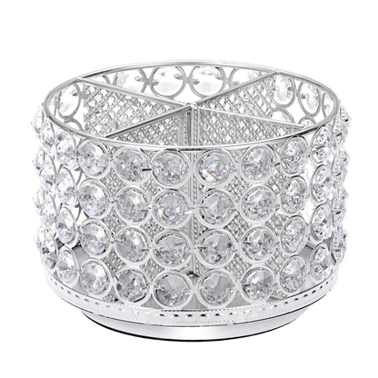 Hipiwe Crystal Vanity Organizer Makeup Brush Holder- 360 Rotating Cosmetic Brushes Display Organizers Spinning Remote Control Holder Bathroom Storage Organizer for Eyebrow Pen Pencil,Silver 4-Slot