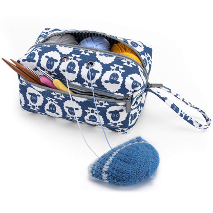 LUXJA Small Yarn Storage Bag, Portable Knitting Bag for Yarn Skeins, Crochet Hooks, Knitting Needles (up to 8 Inches) and Other Small Accessories (Sheep)