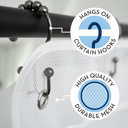 S&T INC. Shower Organizer, Bathroom Caddy with Quick Drying Mesh, 7 Pockets, 2 Pack, White