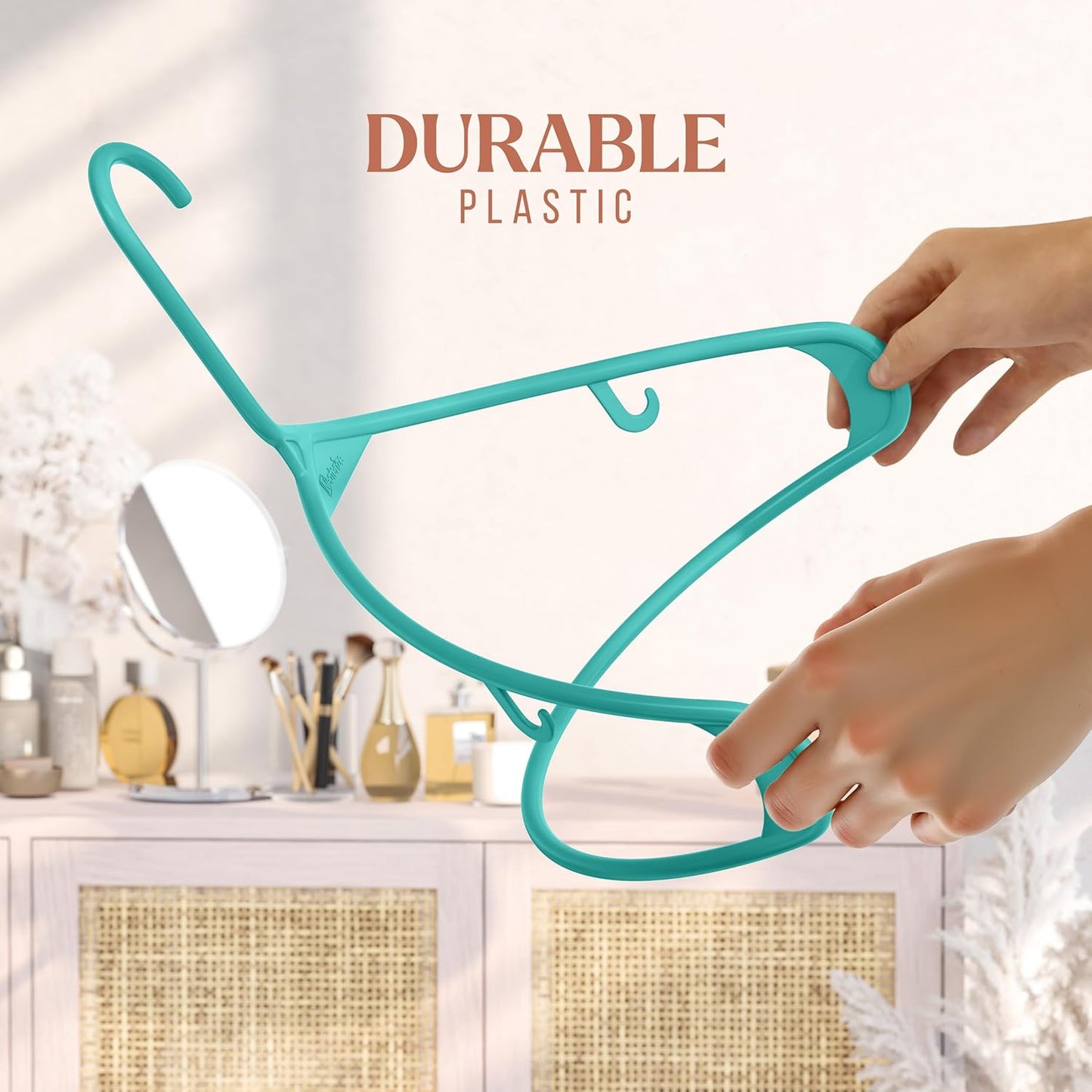 Aqua Plastic Hangers 20 Pack - Versatile Clothes Hangers for Space-Saving Closet Organization