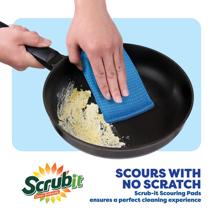 SCRUBIT Multi-Purpose Scouring Pad - Non-Scratch Cleaning Sponges for Pots, Pans, Dishes, Utensils & Non-Stick Cookware - Scrubbing Pads Use for Kitchen, Bathroom - 6 Pack Dish Sponge (Green)