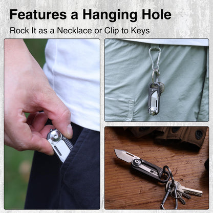 FLISSA Pocket Knife, 6-in-1 EDC Keychain Multitool, Mini Multitool Knife with Safety Lock, Premium Titanium Alloy Design for Everyday Carry, Camping, Outdoor, and Gift