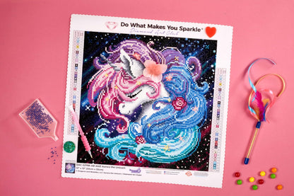DIAMOND ART CLUB Aurora the Unicorn Diamond Painting Kit, Fun DIY Crafts for Adults, Round Diamond Art Canvas, 13" x 13" (33 cm x 33 cm)