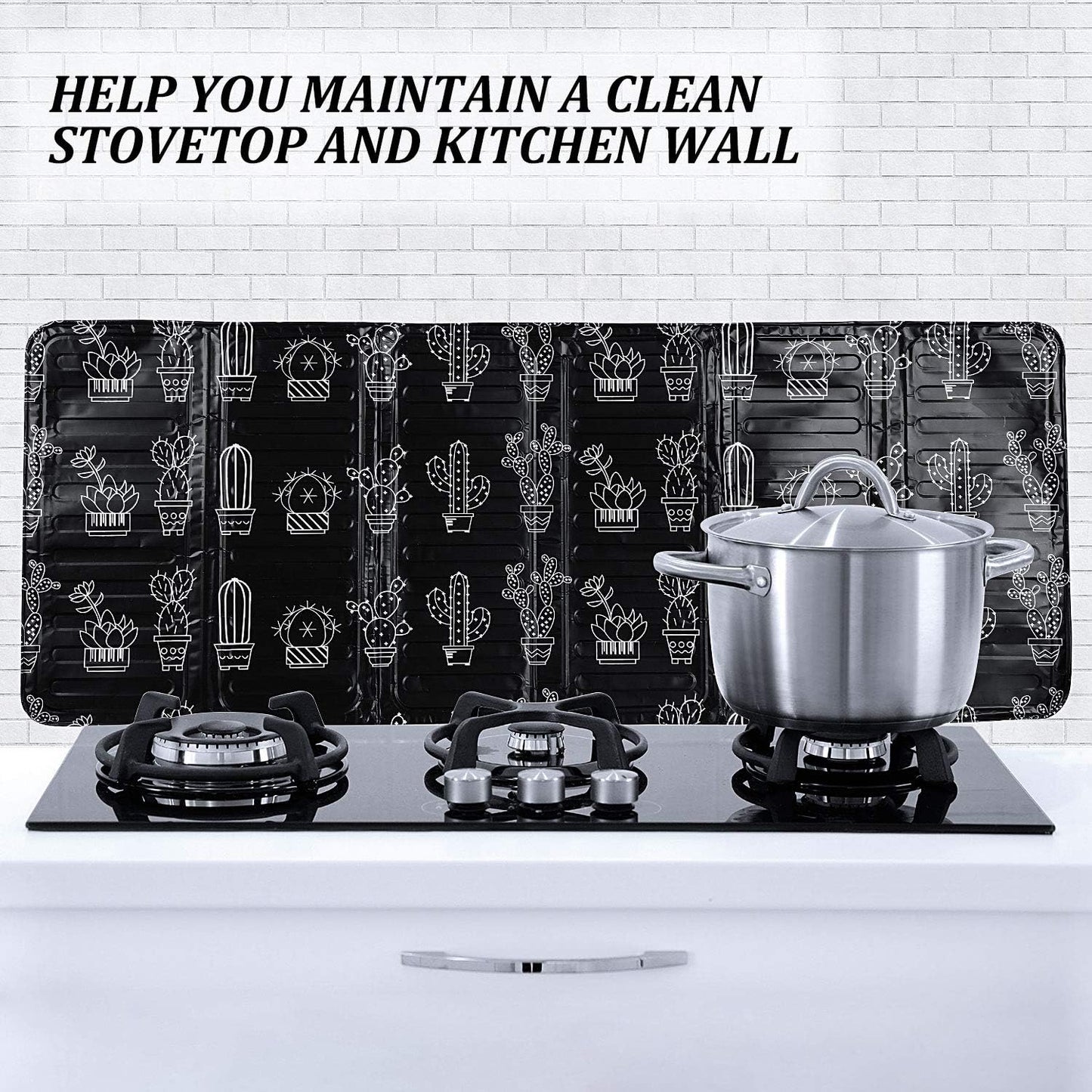 2 Pcs 3 Sided Foldable Grease Splatter Guard, Aluminum Foil Splash Screen for Frying Pan Cooking