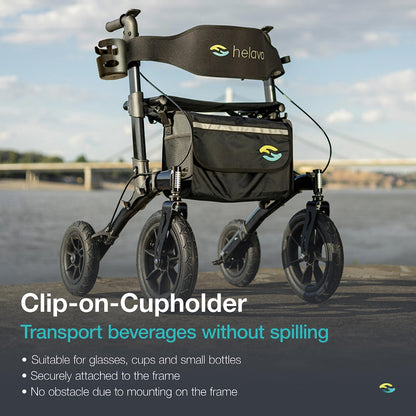 Helavo All Terrain Walker Rollator with 12” Pneumatic Tires – Foldable Outdoor Walkers for Seniors with Seat, Lightweight & Adjustable Height, Shock-Absorbing for Comfort on Any Surface