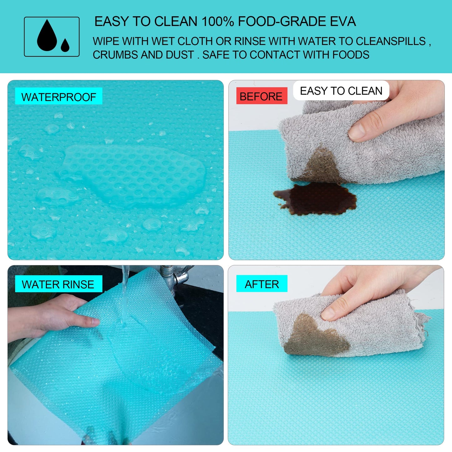 16 Pcs Refrigerator Liners Mats Washable, Refrigerator Mats Liner Waterproof Oilproof, Shinywear Fridge Liners for Shelves, Cover Pads for Freezer Glass Shelf Cupboard Cabinet Drawer (16 Clear)