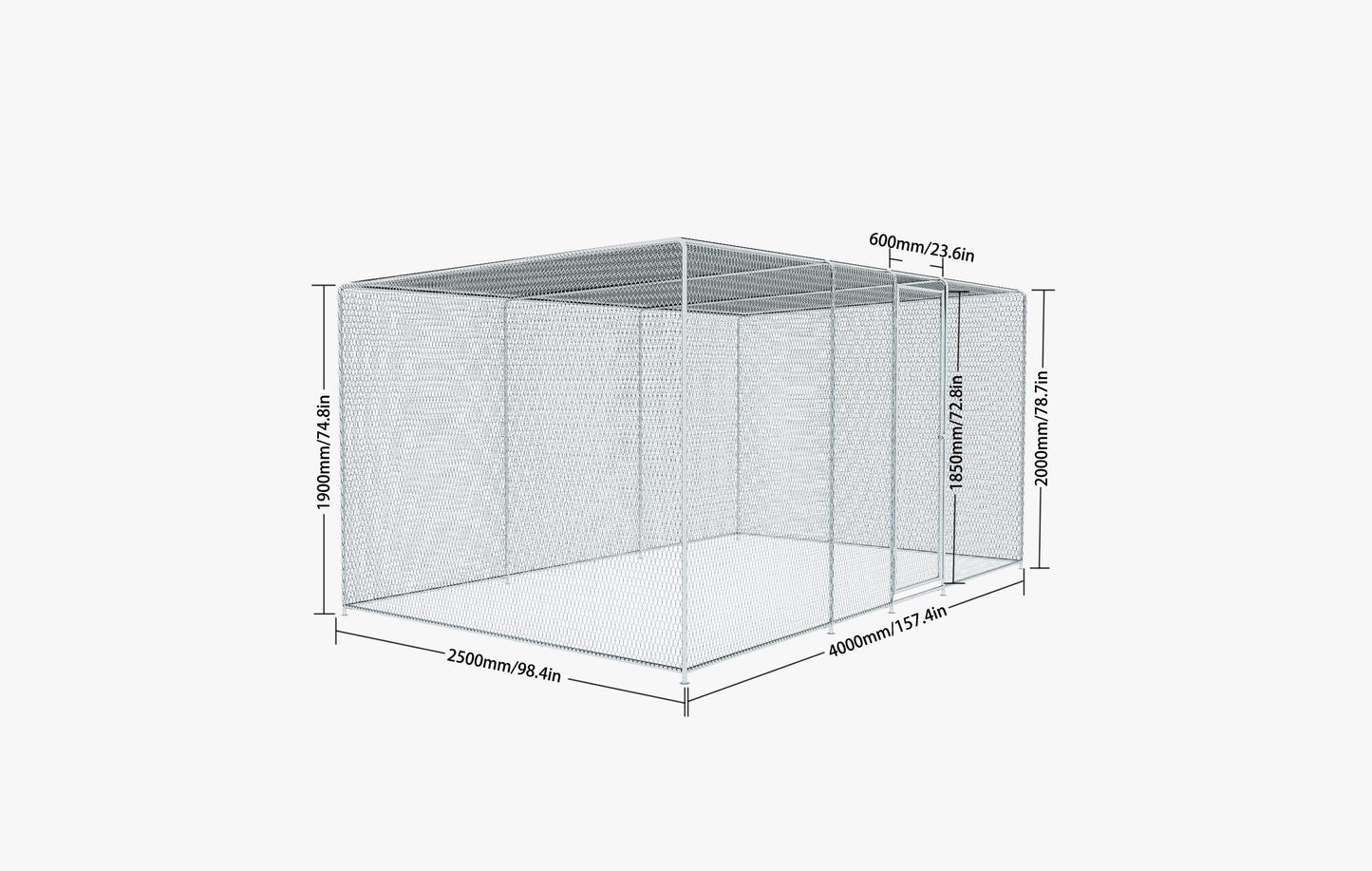 YOPTO Large Chicken Coop 13x8x6.5FT,Walk-in Duck Coop Run Pen with Roof Cover and Automatic Lock,Metal Pet House Cage for Outdoor,Yard,Silver
