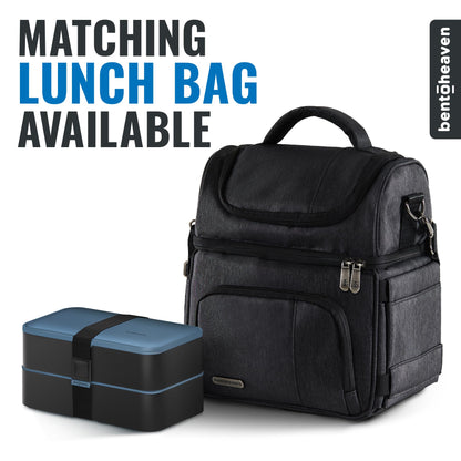 Bentoheaven Premium Bento Box Adult Lunch Box with Compartments for Women & Men, Set of Utensil & Chopsticks & Dip Container, Cute Japanese Kids Bento Lunch Box, Microwavable (Steel My Heart)