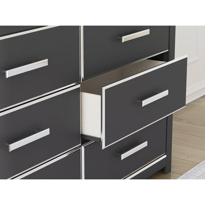 Signature Design by Ashley Ravalori Contemporary 6-Drawer Dresser with Wood Finish, Black