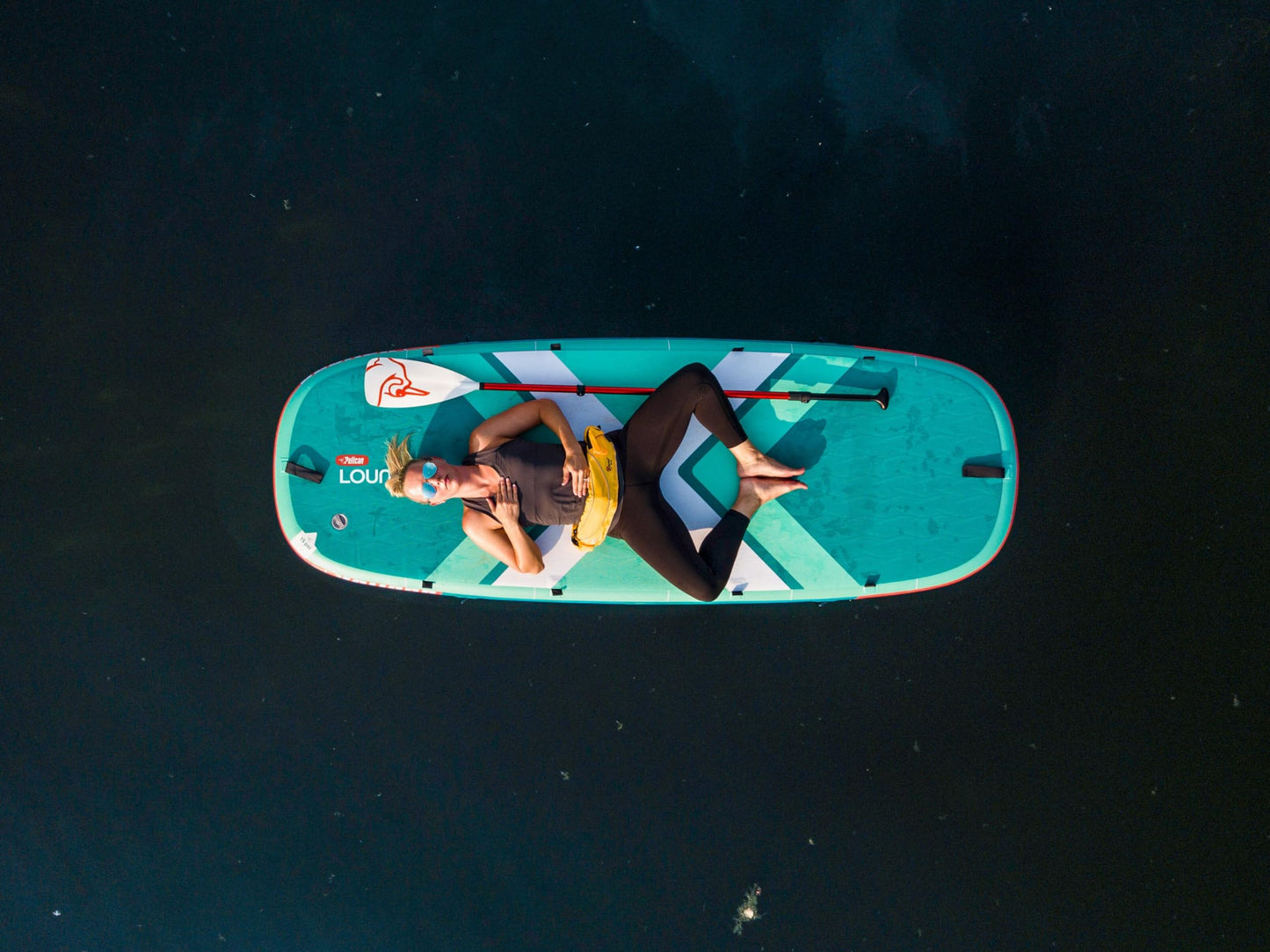 Pelican LoungeBoard Inflatable SUP - Recreational Stand Up Paddle Board - Yoga and Adventure Ready - Bag & Paddle Included - 9ft - Turquoise