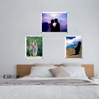 BFRed Acrylic Photo Frame 8X10 in Brackets 3 Pack, Clear Picture Frames for Wall, Frameless picture Frames Lucite Transparent Square Cubes Floating Hanging Photo Frame