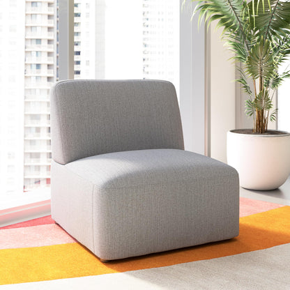 Bush Business Furniture Modular Armless Lounge Chair, Guest Seating for Lobby or Reception Area, Assemble Collection, Fog Fabric