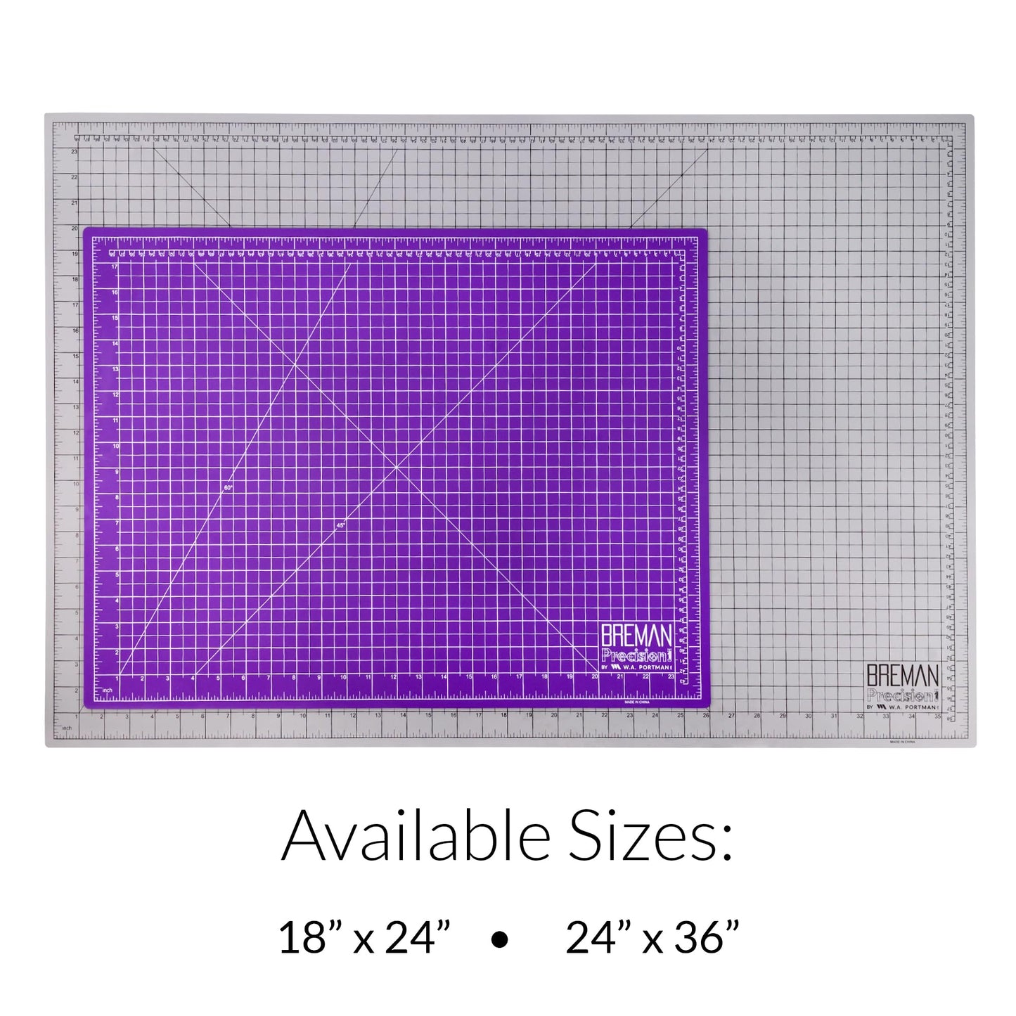 Breman Precision 18x24 Inch Self Healing Cutting Mat – 2-Sided 5-Ply PVC Purple/Gray Cutting Mats for Crafts, Sewing, Quilting & DIY Projects with Durable Non-Slip Surface and Precise Grid Lines