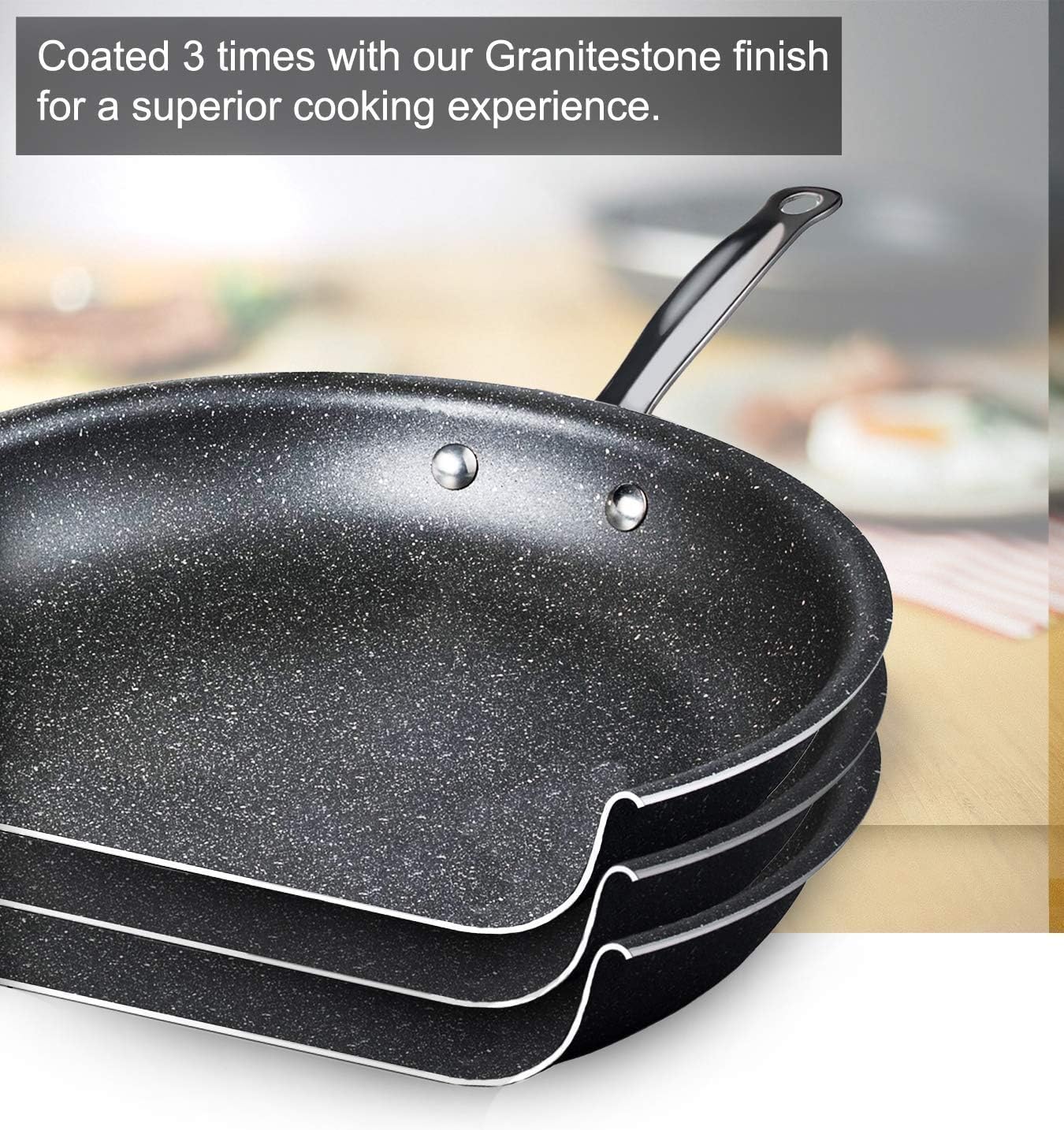 Granitestone 10" Non-Stick Frying Pan with Mineral/Diamond Coating, Stay Cool Handles, Oven/Dishwasher Safe
