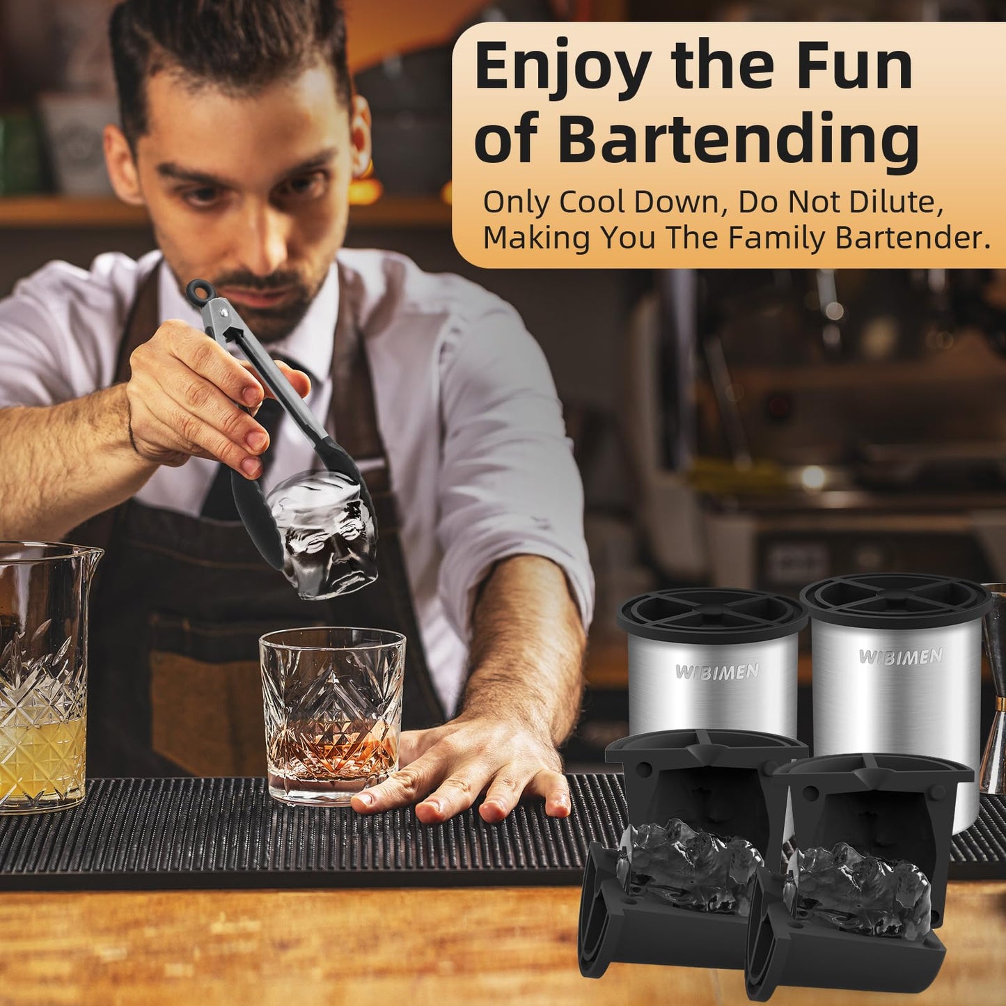 Clear Ice Cube Maker, 2" Stainless Steel Clear Ice Maker for Old Fashioned Whiskey lover, Bourbon, Whiskey, Cocktail Gifts for Men on Birthday or Holiday, Easy-Release Ice Ball Maker Mold