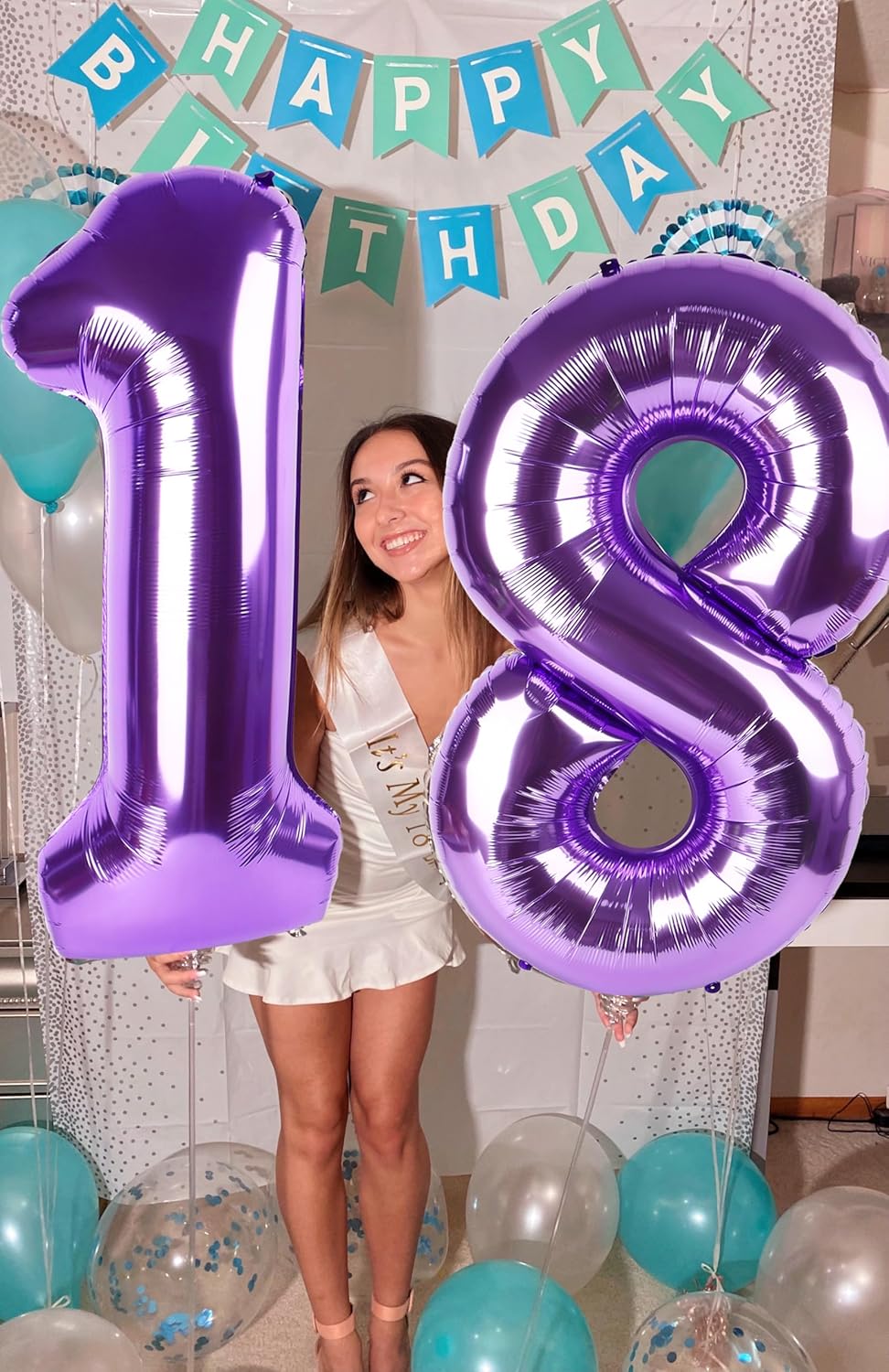 Numbers 40-Inch Balloon | Purple Number 19 Foil Balloons for Birthday & Wedding Celebrations