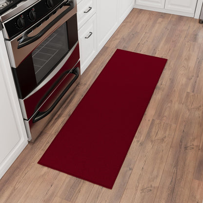 Sweet Home Stores Non-Slip Solid Design Rubberback Indoor Runner Rug for Kitchen, Hallways, Bathroom, Entrance, Bedroom 2'3" x 6', Red